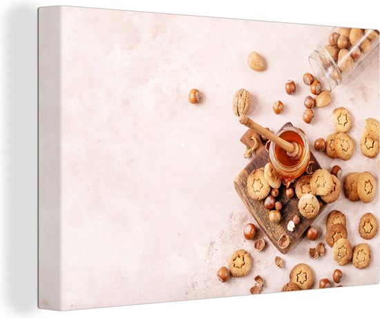 Tableau sur Toile Cookies - Miel - Noix - Cuisine - 150x100 cm - Décoration murale