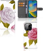 Wallet Book Case iPhone 14 Pro Telefoon Hoesje Cadeau voor haar Roses