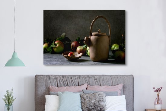 Toile Peinture Théière - Thee - Nature Morte - 150x100 cm - Décoration murale
