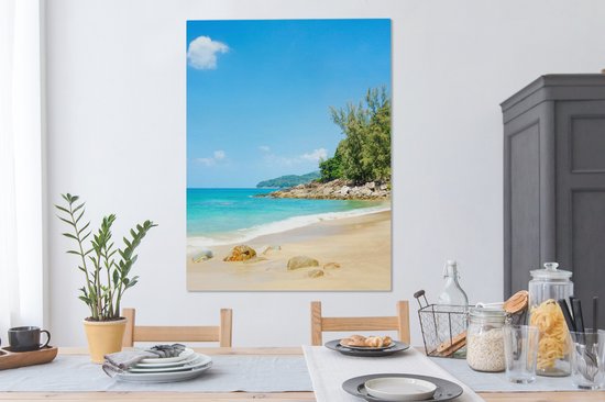 Toile Peinture Plage - Mer - Plantes - Tropical - 90x120 cm - Décoration murale