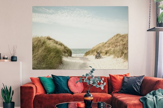 Toile Peinture Plage - Dune - Ciel - 150x100 cm - Décoration murale