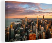 Canvas Schilderij Skyline - Stad - Wolken - Amerika - 120x80 cm - Wanddecoratie
