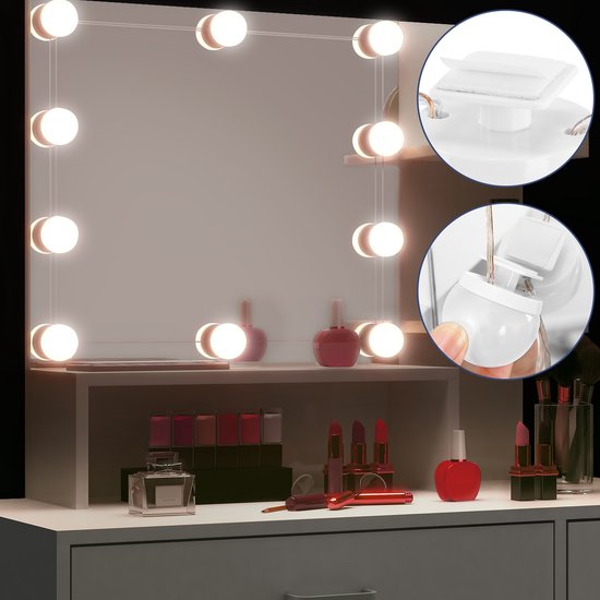 Coiffeuse Casaria Jocelyn - avec Siècle des Lumières miroir LED