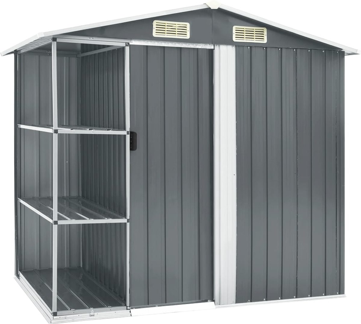 Prolenta Premium - Tuinschuur met rek 205x130x183 cm ijzer grijs