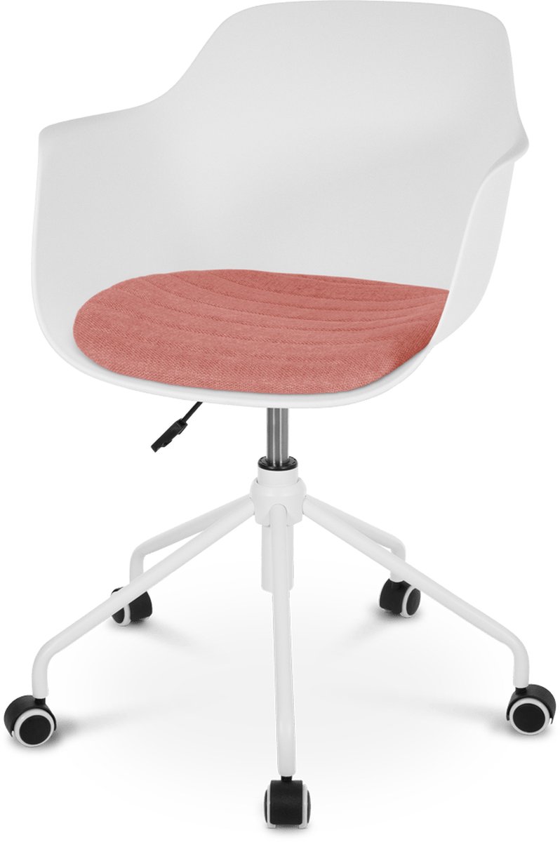 Nout-Liz bureaustoel wit met terracotta rood zitkussen - wit onderstel