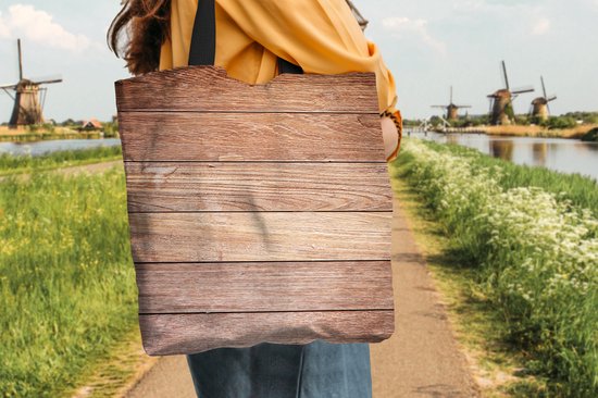 MuchoWow® Sac bandoulière - Sac de plage - Big Shopper - Sac shopping - Bois de chêne - Planches - Motifs - 40x40 cm - Sac en coton