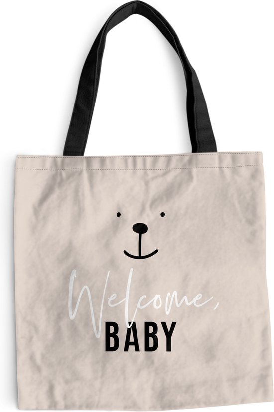 Sac bandoulière - Sac de plage - Shopper Proverbes - Citations - Welcome baby - Enfants - 40x40 cm - Sac en coton