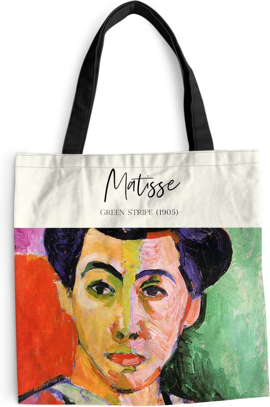 Sac bandoulière MuchoWow® - Sac de plage - Grand Shopper - Sac shopping - Rayure verte (1905) - Henri Matisse - Maîtres anciens - 40x40 cm - Sac en coton