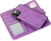 Mobiq - Magnetische 2-in-1 Wallet Case iPhone 14 Pro - paars