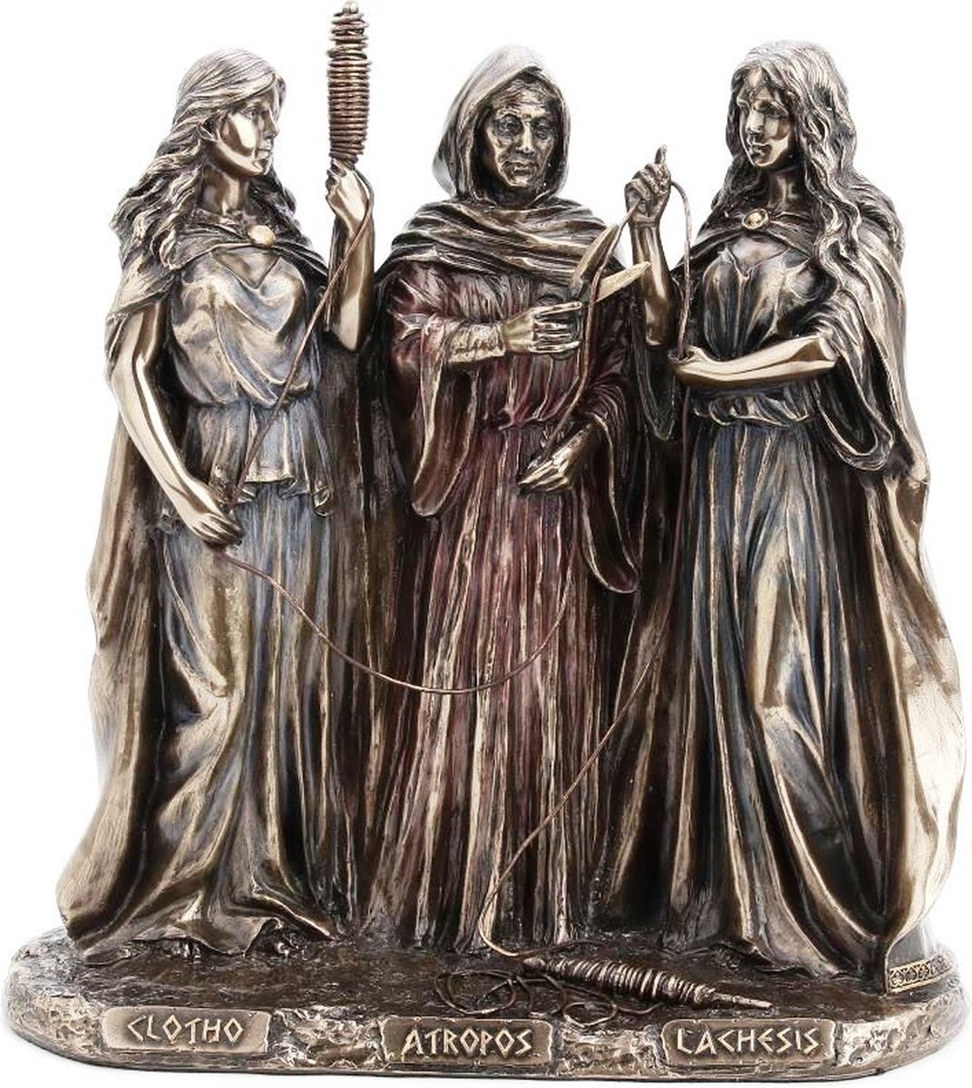 Veronese Design Griekse Godinnen van het Lot Klotho, Lachesis, Atropos - Veronese Design -(hxbxd) ca. 19cm x 18.5cm X 8.5cm bronze