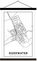 Porte-affiche avec affiche - Affiche scolaire - Carte - Oudewater - Carte - Plan de la ville - 40x60 cm - Lattes noires