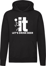 F*ck it let's drink beer | zuipen | drinken | bier | boeie | festival | grappig | doordenken | feest | Unisex | Trui | Sweater | Hoodie | Capuchon | Zwart