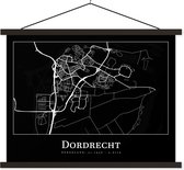 Posterhanger incl. Poster 150x113 cm - Schoolplaat - Kaart - Dordrecht - Plattegrond - Stadskaart - Textielposter - Blanke latten - Plattegrond