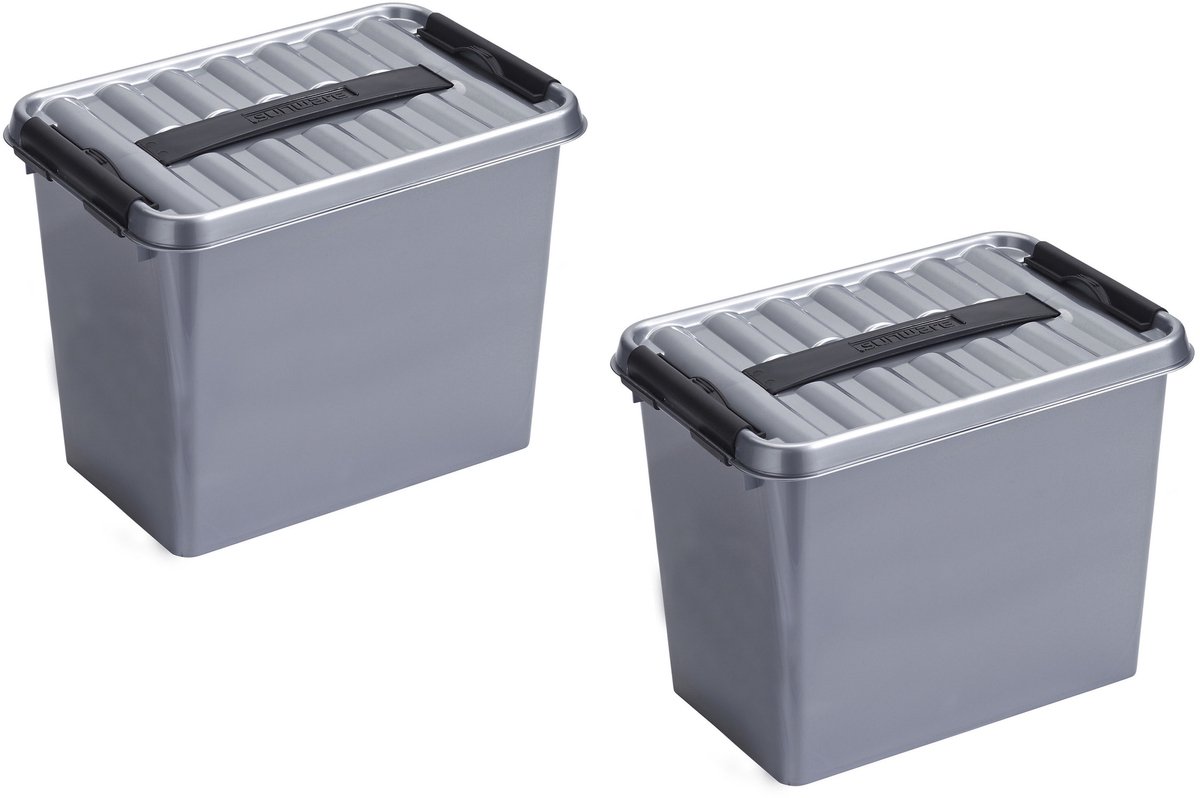 2x stuks sunware Q-Line opbergboxen/opbergdozen 9 liter 30,7 x 20 x 22 cm kunststof - Praktische opslagboxen - Opbergbakken