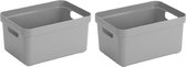 Set de 8x boîtes de rangement / boîtes de rangement / paniers de rangement en plastique gris clair - 13 litres - paniers de rangement / boîtes / bacs - rangement