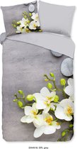 Pure Dekbedovertrek "bloemen" - Grijs - (200x200/220 cm) - Microfiber