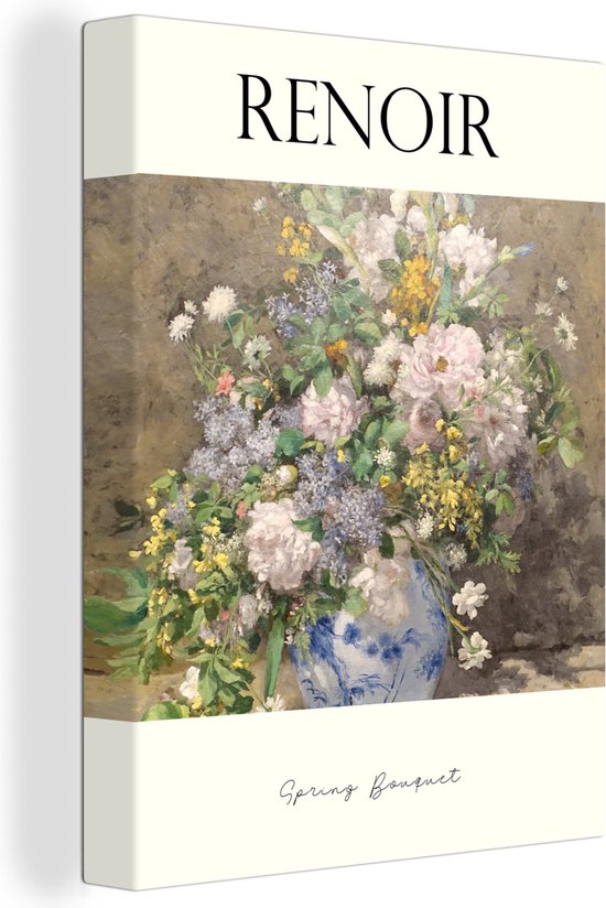 Canvas - Canvas schilderij - Bloemen boeket - Bloemen - Vaas - Delftsblauw - Renoir - Canvas schildersdoek - Oude meesters - 30x40 cm