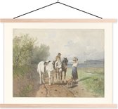 Chat sur une route de campagne - Peinture d'Anton Mauve affiche textielposter 150x113 cm