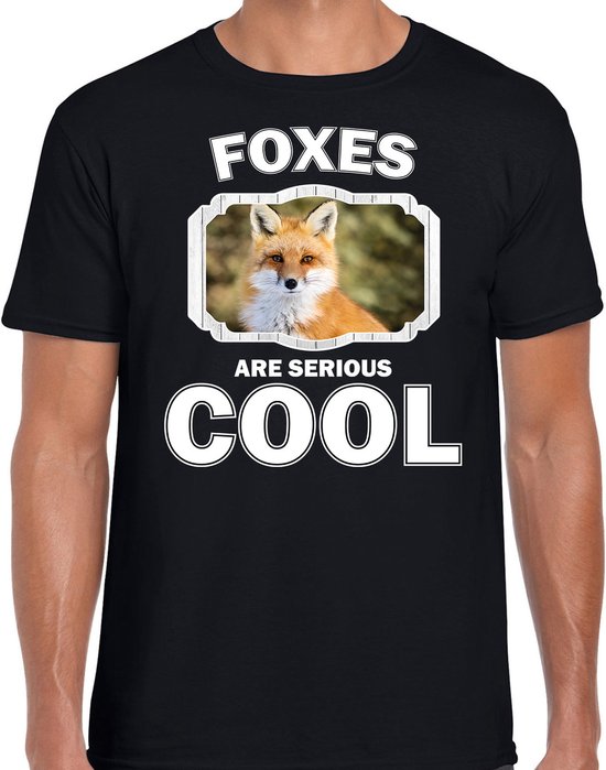 Dieren vossen t-shirt zwart heren - foxes are serious cool shirt - cadeau t-shirt vos/ vossen liefhebber L