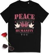 T Shirt Dames - Vrede voor de Mensheid - Zwart - Maat 3XL