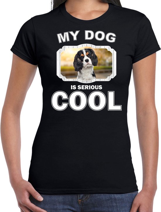 Spaniels honden t-shirt my dog is serious cool zwart - dames - Spaniel liefhebber cadeau shirt XL