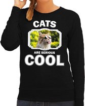 Dieren katten sweater zwart dames - cats are serious cool trui - cadeau sweater gekke poes/ katten liefhebber L