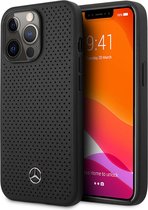 Mercedes-Benz iPhone 13 Pro Max Hardcase Backcover hoesje - Real Leather - Perforated - Zwart
