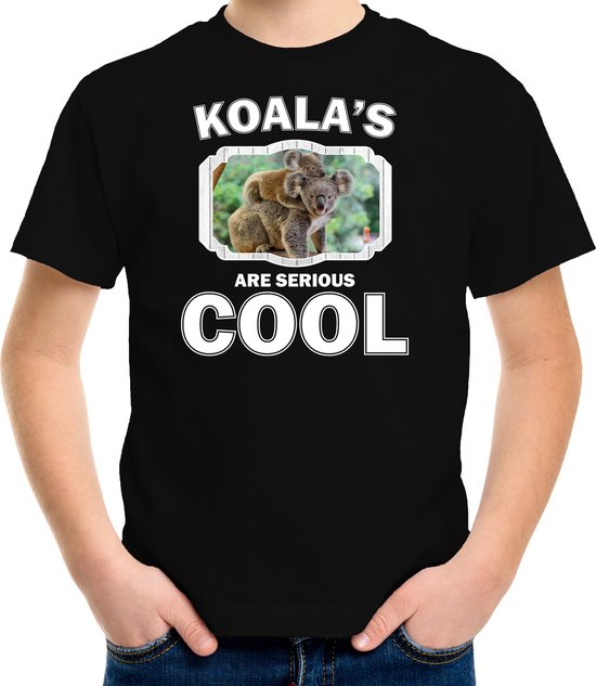 Dieren koalaberen t-shirt zwart kinderen - koalas are serious cool shirt  jongens/ meisjes - cadeau shirt koala/ koalaberen liefhebber - kinderkleding / kleding 110/116