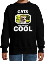 Dieren katten sweater zwart kinderen - cats are serious cool trui jongens/ meisjes - cadeau gekke poes/ katten liefhebber - kinderkleding / kleding 152/164