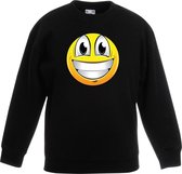 emoticon/ emoticon sweater super vrolijk zwart kinderen 170/176