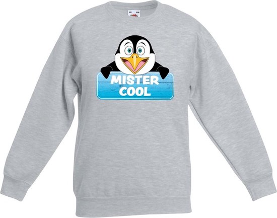 Mister Cool de pinguin sweater grijs voor kinderen - unisex - pinguins trui - kinderkleding / kleding 152/164