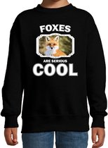 Dieren vossen sweater zwart kinderen - foxes are serious cool trui jongens/ meisjes - cadeau vos/ vossen liefhebber - kinderkleding / kleding 170/176