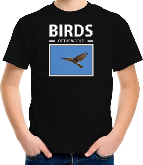 Dieren foto t-shirt Havik roofvogel - zwart - kinderen - birds of the world - cadeau shirt Havik roofvogels liefhebber - kinderkleding / kleding 110/116