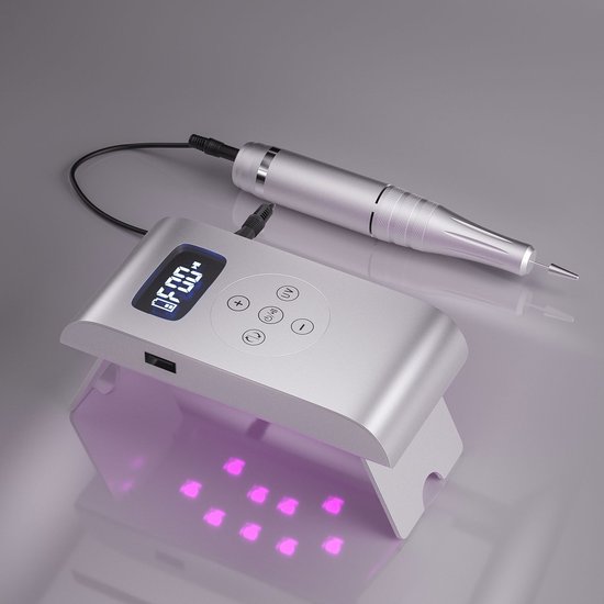2 in 1 Nagelfrees UV/LED Lamp-Silver Oplaadbare/Draadloze Nagelfrees- Nagelfrees – Manicure/pedicure voeten en handen-Acrylnagels-Gelnagels-UV/LED…