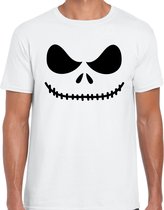 Skelet gezicht verkleed t-shirt wit voor heren - Carnaval Halloween shirt / kleding / kostuum XXL