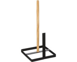 5Five Keukenrolhouder Masterplan - ijzer/hout - 15 x 30 cm - zwart - Keukenbenodigdheden - Keukenpapier/keukenrol