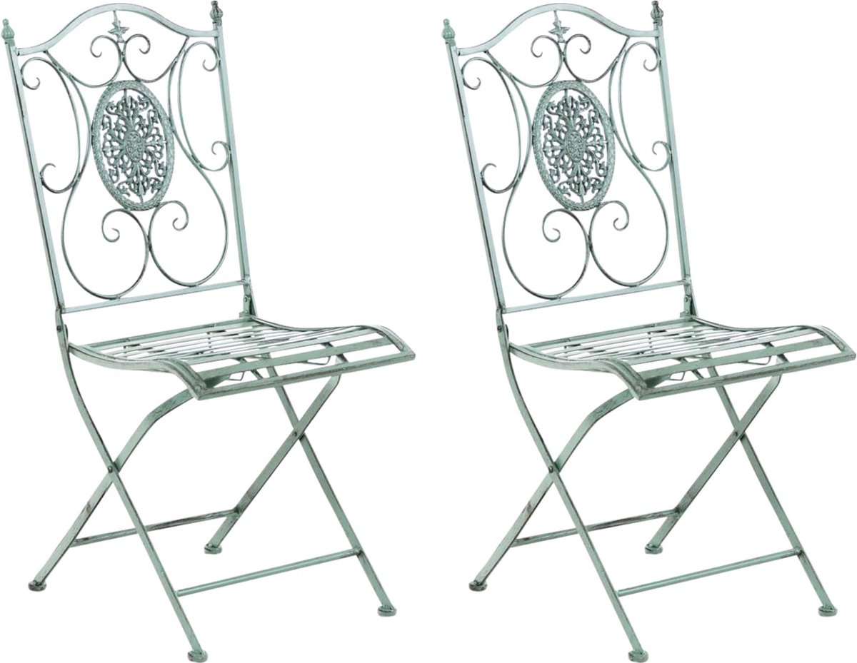 CLP Sibell Set van 2 tuinstoelen - Opvouwbaar antiek/groen