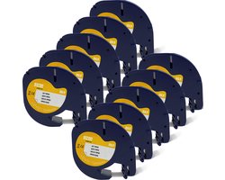 DULA - Dymo LetraTag 91200 - S0721510 - Label Tape - Zwart op Wit papier - 12mm x 4m - 10 Stuks