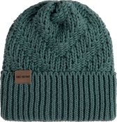 Knit Factory Sally Gebreide Muts Heren & Dames - Beanie hat - Laurel - Grofgebreid - Warme groene Wintermuts - Unisex - One Size