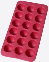 Lékué ijsblokjesvorm uit rubber voor 18 ronde ijsblokjes rood 22x11x2.3cm