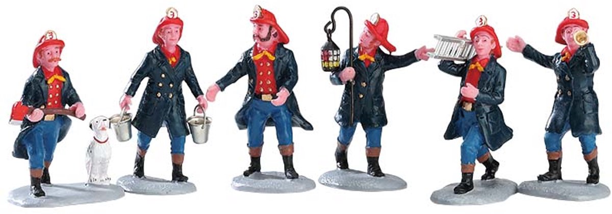 Lemax - Fireman -  Set Of 6 - Kersthuisjes & Kerstdorpen