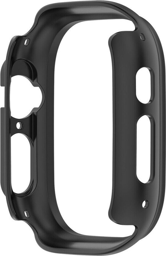 Strap-it PC Hardcase bescherming - Geschikt voor Apple Watch case 49 mm - Hoesje geschikt voor Apple Watch Ultra case - Zwart - iWatch cover voor maat 49 mm