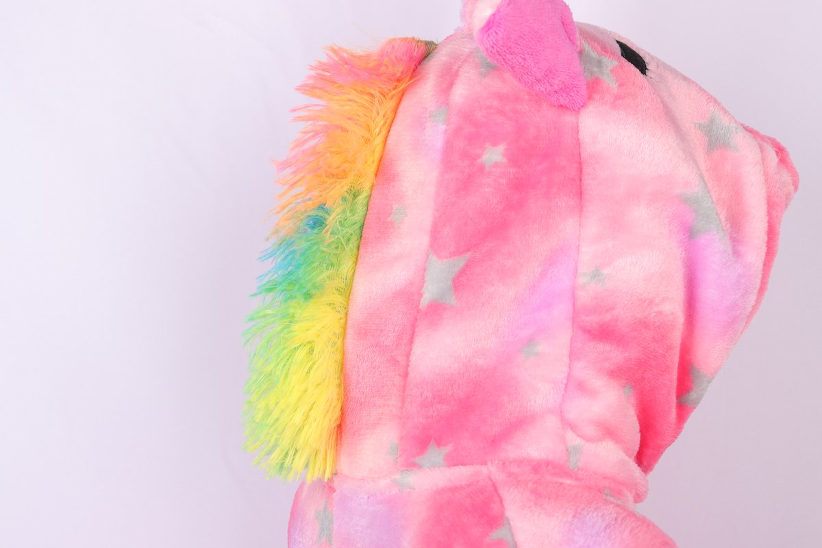 Joya Kids® Eenhoorn Onesie | Unicorn roze huispak | Verkleed kostuum kinderen | verkleedkleding jurk | Maat 98/104 (100) + Haarband | Cadeau meisje — afbeelding 7