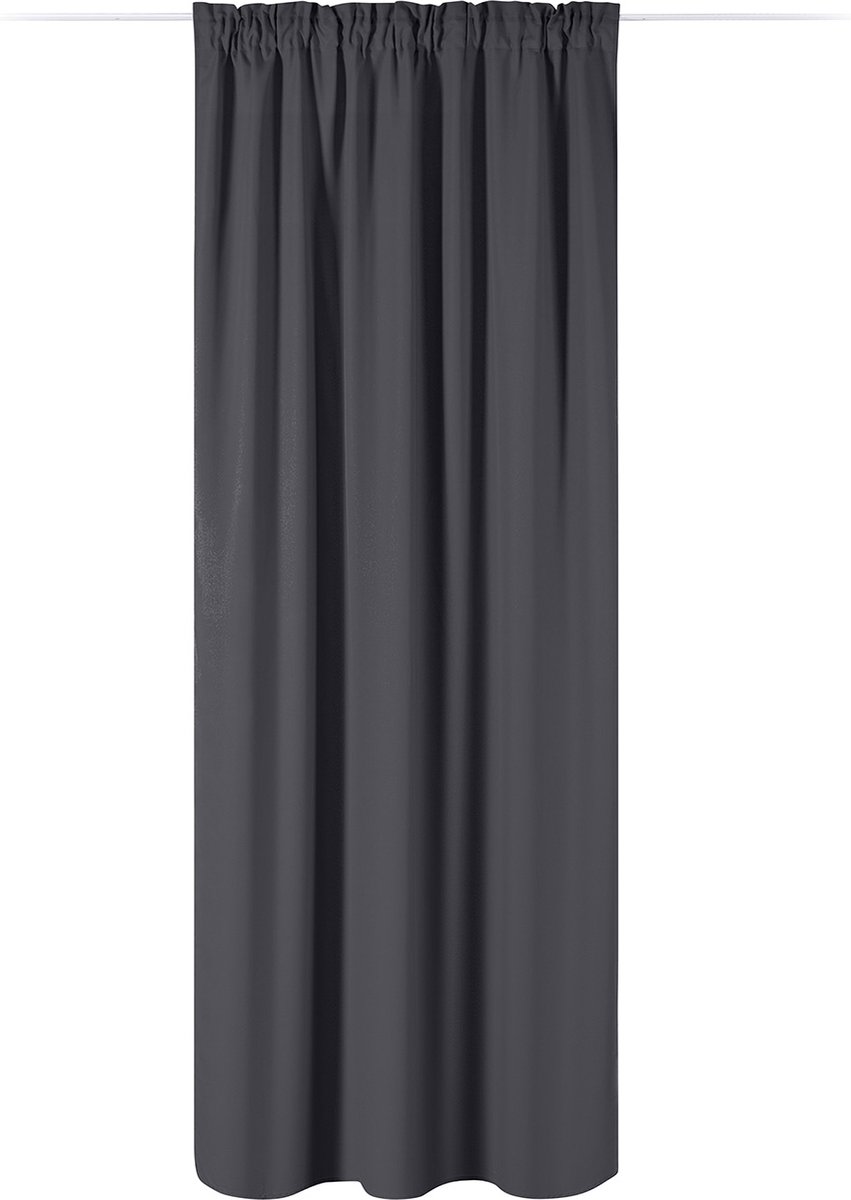 JEMIDI Kant-en-klaar blikdicht gordijn - Gordijn met plooiband 140 x 250 cm - Passend voor op gordijnen rail - Anthraciet