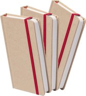 Set van 6x stuks luxe schriften/notitieboekje rood met elastiek A5 formaat - blanco paginas - opschrijfboekjes - 100 paginas