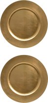 12x stuks diner borden/onderborden goud glimmend 33 cm - Diner/kerstdiner borden/onderborden/dinerborden