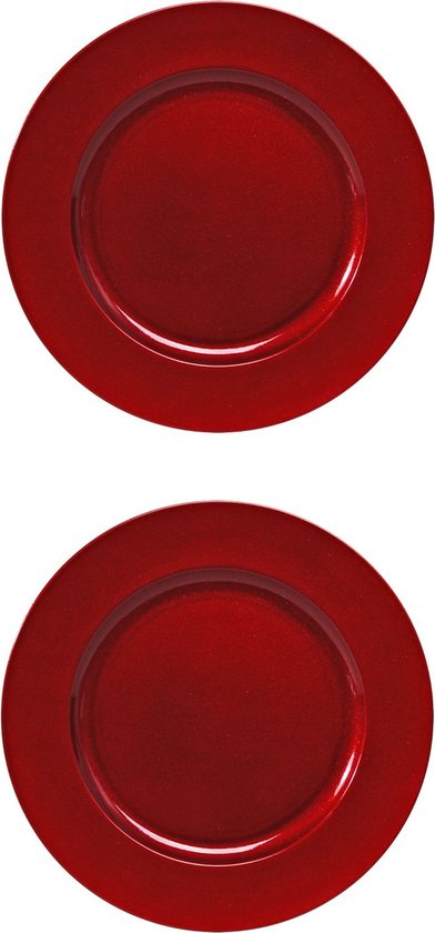 2x stuks diner borden/onderborden rood met glitters 33 cm | bol.com