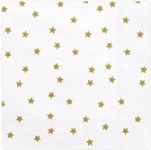 20x serviettes de Noël avec étoiles dorées 33 cm