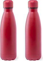 4x Stuks Rvs waterfles/drinkfles rood met schroefdop 790 ml - Sportfles - Bidon