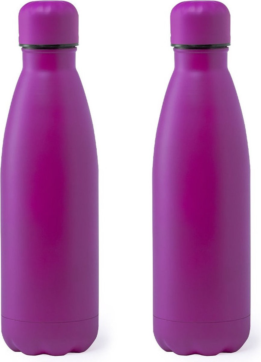 4x Stuks Rvs waterfles/drinkfles fuchsia roze met schroefdop 790 ml - Sportfles - Bidon